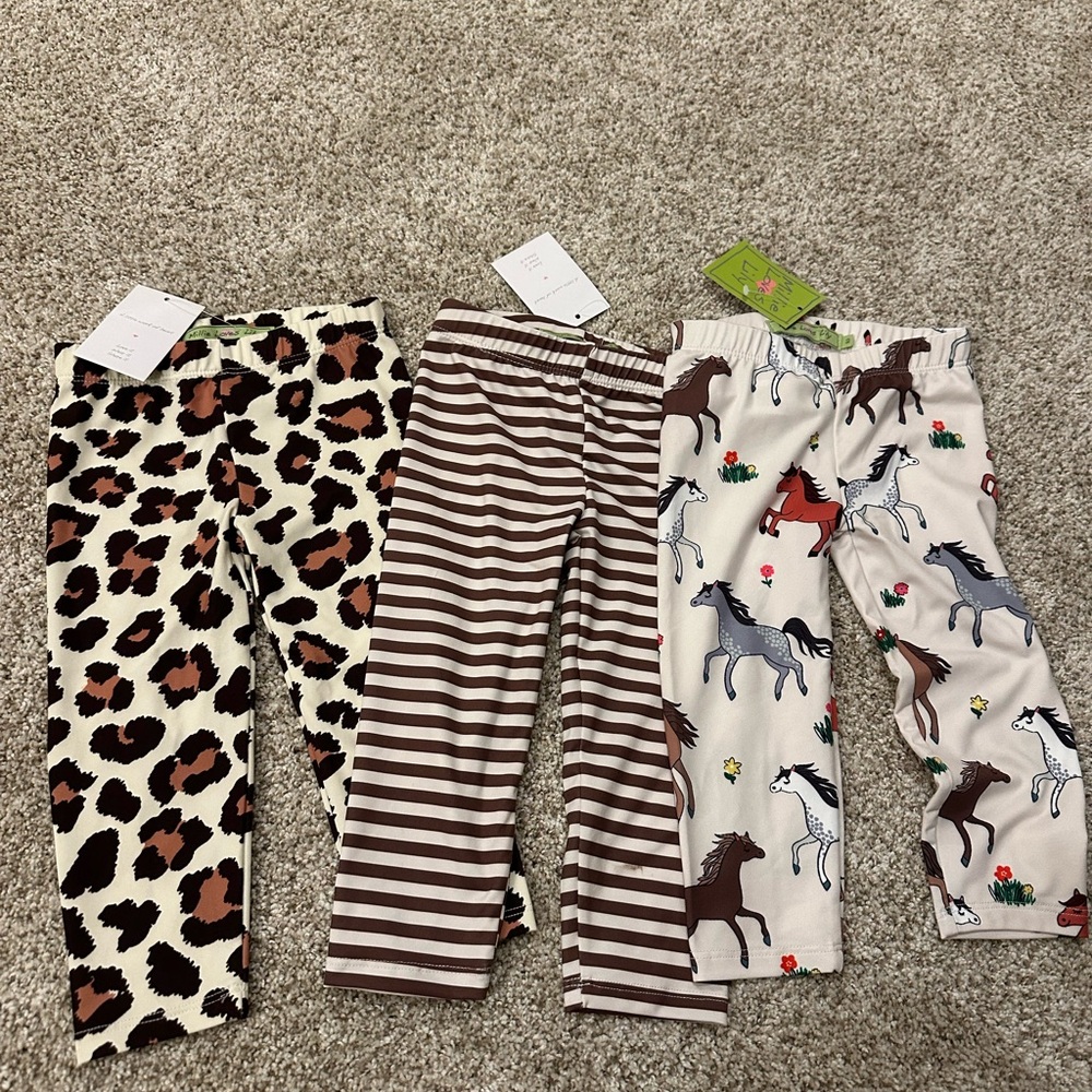 Set of Three Millie Loves Lilly patterned leggings. New with tags. Size 2T